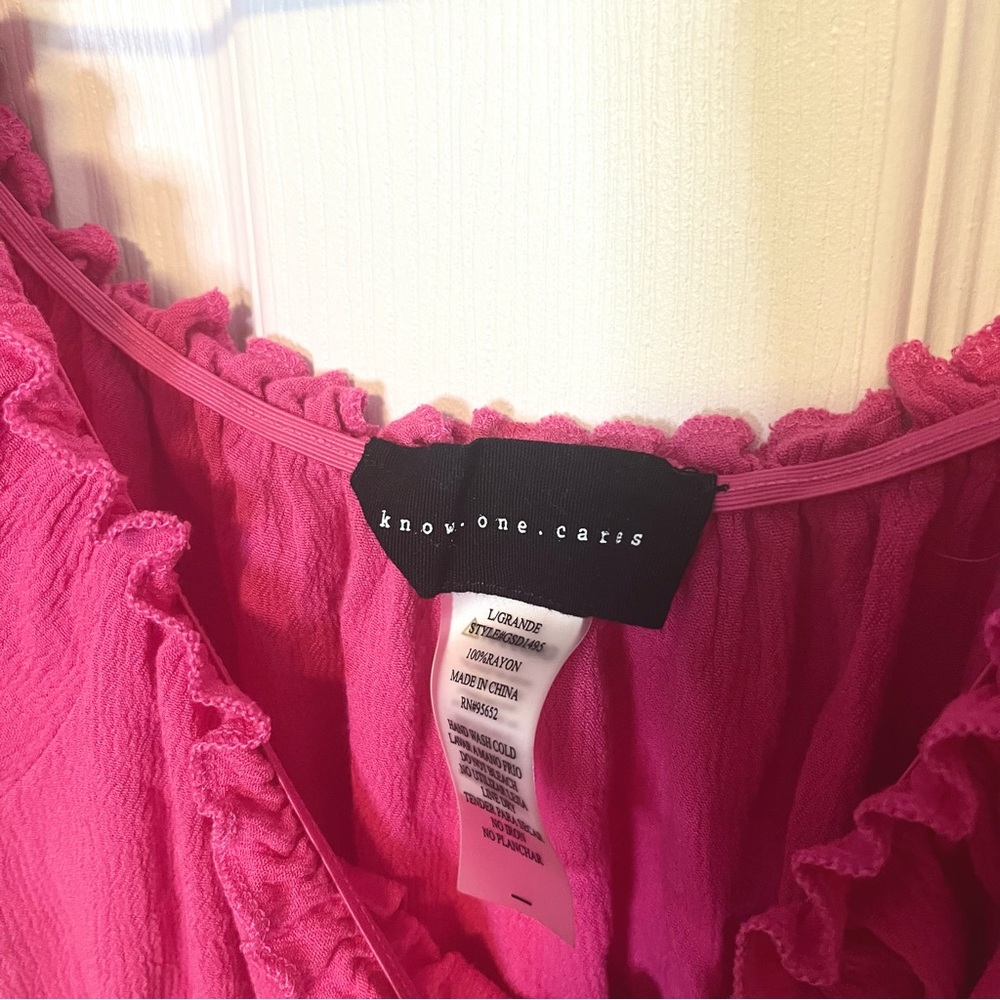 ✧・゚hot pink ruffle mini dress - Picture 5 of 5